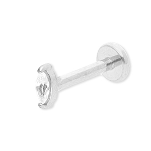 Piercing d&rsquo;oreilles en acier Inox ovale avec strass Argent&eacute;-cristal