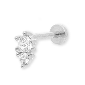 Piercing d&rsquo;oreilles en acier Inox avec strass Argent&eacute;-cristal
