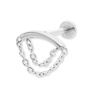 Piercing d&rsquo;oreilles en acier Inox arche avec 2 couches cha&icirc;ne Argent&eacute;