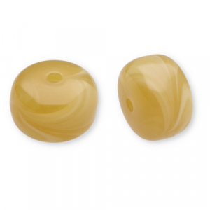 Perles acryliques disque Jaune ocre-blanc