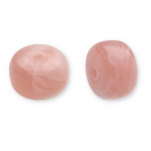 Perles acryliques disque Rose vintage-blanc