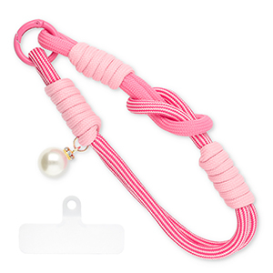 Cordon t&eacute;l&eacute;phonique tendance avec perle incl. attache Multicolore rose-blanc-blanc ivoire
