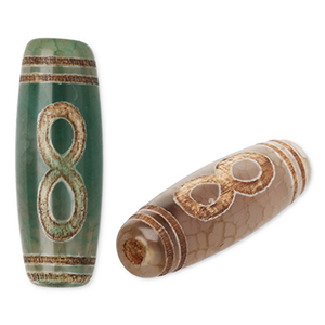 Perles en pierre naturelle Calc&eacute;doine tube infini Vert-beige-marron