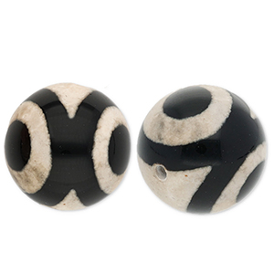 Perles en pierre naturelle Calc&eacute;doine 16&nbsp;mm Noir-beige sable