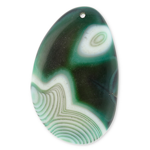 Pierres naturelles pendentifs Agate ovale Multicolore vert-noir-blanc