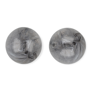 Perles acryliques 16 mm rond Gris-marbr&eacute;