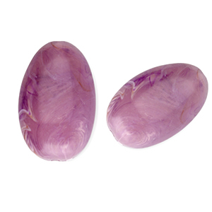 Perles acryliques oblong ovale Violet-marron-marbr&eacute;