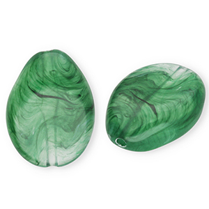 Perles acryliques goutte Vert fonce-marbr&eacute;