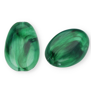 Perles acryliques ovale Vert fonce-marbr&eacute;