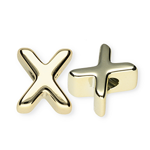 Perles acryliques alphabet lettre X Dor&eacute;