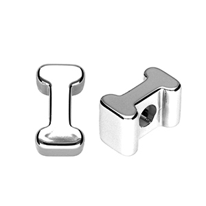 Perles acryliques alphabet lettre I Argent&eacute;