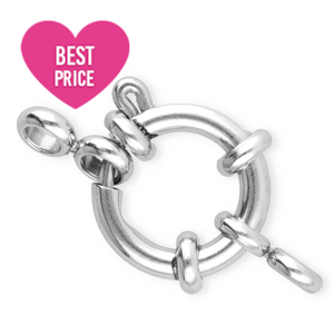 Appr&ecirc;ts en acier inox fermoir bou&eacute;e 14mm avec anneaux Argent&eacute;