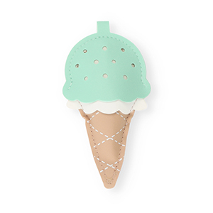 Pendentifs accroche-regard sucette de glace Marron gr&egrave;s-vert menthe-blanc