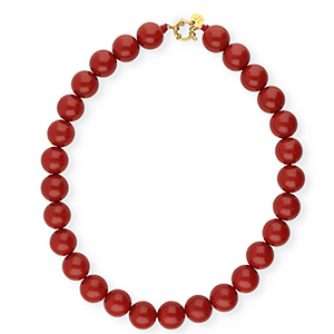 BY31&reg; Colliers en perles acryliques 16mm brillant Salsa red 18-1657 TCX-dor&eacute;