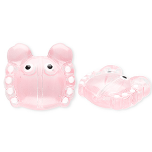 Perles en verre &agrave; la main crabe Rose clair transparent-blanc-noir