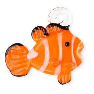 Breloques en verre peintes &agrave; la main poisson clown Orange-blanc-noir