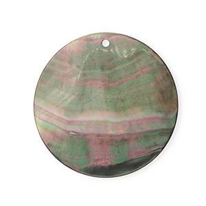 Pendentifs coquillage specials rond Gris fonc&eacute;-blanc