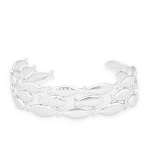 Bracelets en acier Inox jonc poisson Argent&eacute;