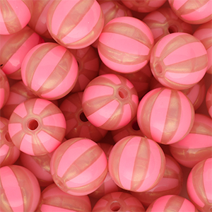 DQ&reg; Perles acryliques 12 mm avec ray&eacute;es Rose corail-rose p&ecirc;che