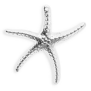Pendentifs acryliques &eacute;toile de mer Argent&eacute;