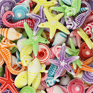 Perles acryliques vie marine Multicolore-blanc