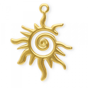 Breloques en acier Inox soleil en spirale Dor&eacute;