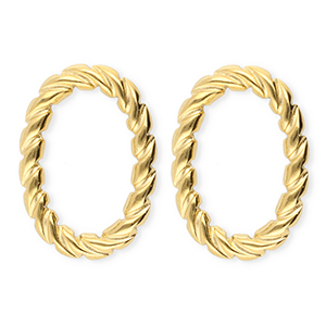 BY31&reg; Boucles d'oreilles / puces en acier Inox ovale torsad&eacute; Dor&eacute;