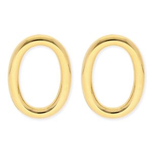 BY31&reg; Boucles d'oreilles / puces en acier Inox ovale Dor&eacute;