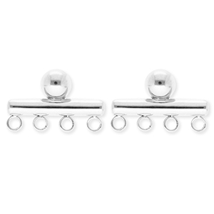 BY31&reg; Appr&ecirc;ts en acier Inox boucles d'oreilles&nbsp;/&nbsp;puces d&rsquo;oreilles barre avec 4 anneaux Argent&eacute;