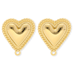 BY31&reg; Appr&ecirc;ts en acier Inox boucles d'oreilles&nbsp;/&nbsp;puces d&rsquo;oreilles coeur avec anneau Dor&eacute;