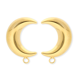 BY31&reg; Appr&ecirc;ts en acier Inox boucles d'oreilles&nbsp;/&nbsp;puces d&rsquo;oreilles lune avec anneau Dor&eacute;