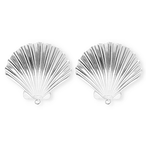 BY31&reg; Appr&ecirc;ts en acier Inox boucles d'oreilles&nbsp;/&nbsp;puces d&rsquo;oreilles coquillage avec anneau Argent&eacute;