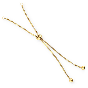 Appr&ecirc;ts en acier inox semi-bracelet avec perle stoppeur Dor&eacute;