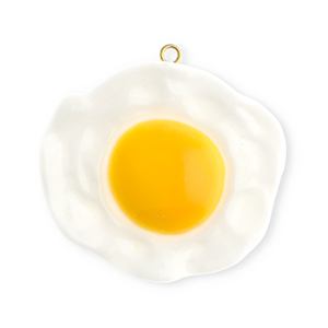 Pendentifs accroche-regard &oelig;uf au plat Blanc-jaune