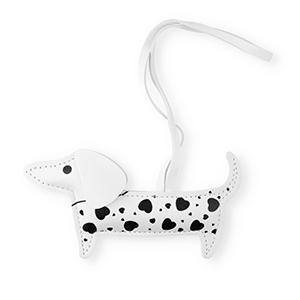 Pendentifs accroche-regard teckel avec coeurs Blanc-noir
