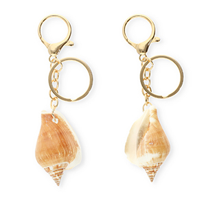 Porte-cl&eacute;s coquille Marron clair-dor&eacute;