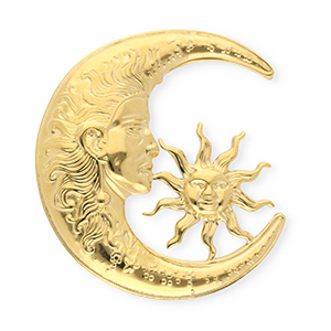 Broches accroche-regard en acier inox lune & soleil Dor&eacute;