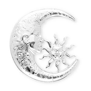 Broches accroche-regard en acier inox lune & soleil Argent&eacute;