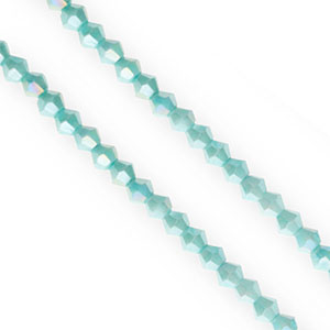 Perles &agrave; facettes bicone 4&nbsp;mm Bleu cyan-AB coating