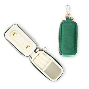 Bo&icirc;te &agrave; bijoux de voyage avec porte-cl&eacute;s rectangle Vert &eacute;meraude