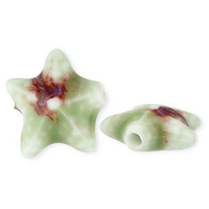 Perles en c&eacute;ramique &eacute;toile de mer Vert clair-marron