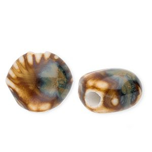 Perles en c&eacute;ramique coquillage Marron fonc&eacute;