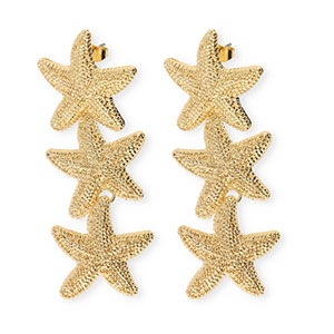 Boucles d'oreilles&nbsp;/&nbsp;puces tendance &eacute;toiles de mer avec tige en acier inoxydable Dor&eacute;
