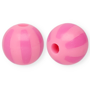 Perles acryliques 12 mm avec ray&eacute;es Rose clair-rose