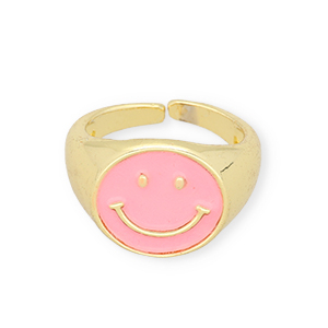 Bagues &eacute;maill&eacute;e smiley Rose-dor&eacute;