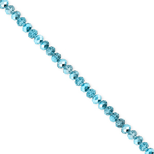 Perles &agrave; facettes 3x2&nbsp;mm disque Heishi Bleu sarcelle-pearl shine coating