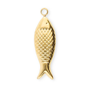 Breloques en acier Inox poisson Dor&eacute;