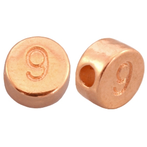 Perles chiffres en m&eacute;tal DQ 9 dor&eacute; ros&eacute; (sans nickel)