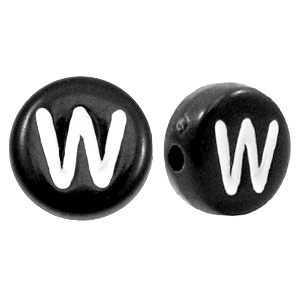 Perles acryliques alphabet lettre W noir