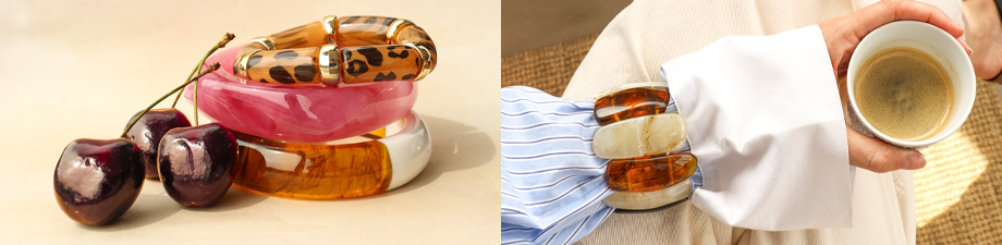 Superbe collection de bracelets en r&eacute;sine et m&eacute;tal